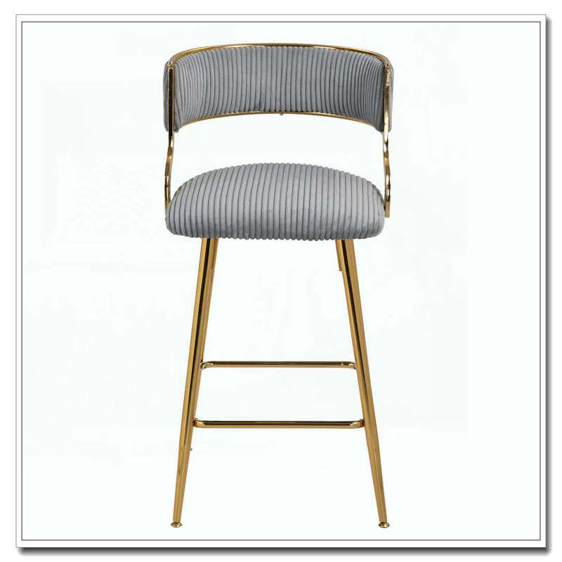 Tabourets de bar en velours côtelé, Gris