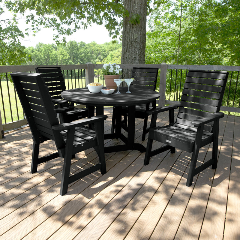 Ensemble de salle à manger d'extérieur 5 pièces 48 po Midwest, L 62,5 po x l 62,5 po x H 37 po, Noir