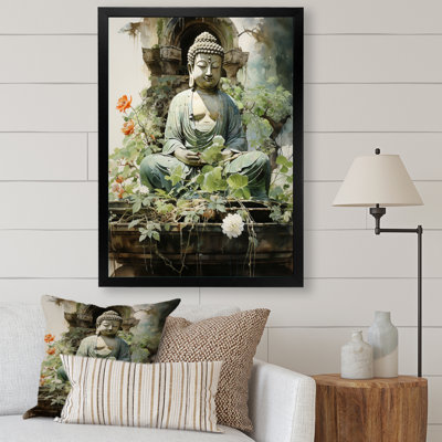 Art bouddhiste vert, art bouddhas sur toile
