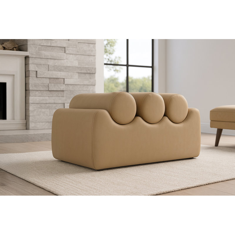 Banc en cuir Rumble Vegan, H 16,5 po x l 32 po x P 22 po, Cuir brun clair végétalien