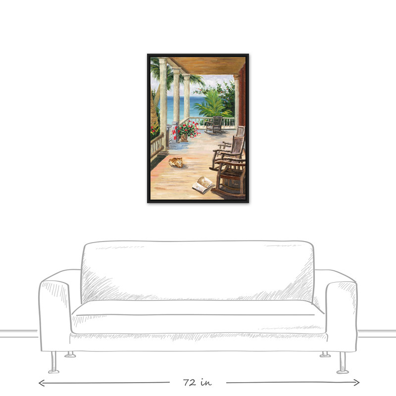 Porche assis sur toile, H 37,75 po x l 25,75 po x P 1,75 po, Cadre flottant noir