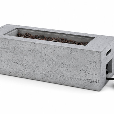 Foyer d'extérieur au propane de 41,9 pouces, table de feu d'extérieur gris MGO de 40 000 BTU avec brûleur en acier, tuyau de 3 m et housse de protection pour patio, terrasse et cour arrière
