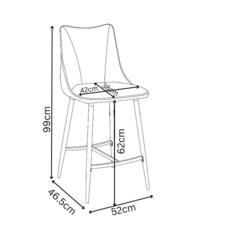 Bella Fabric Counter Bar Stool, Grey