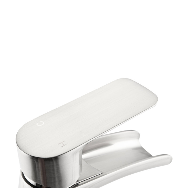 Modern Waterfall Bathroom Faucet - Single Handle In Brushed Nickel With Deck Plate & Overflow Pop Up Drain For Vanity Sink And Lavatory Restroom Emitting