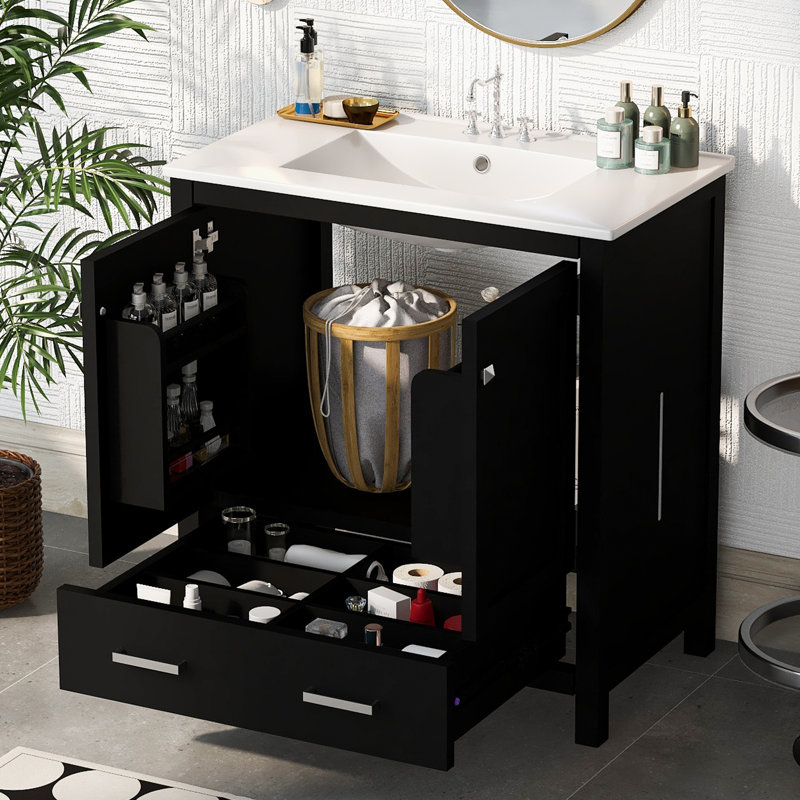 Ensemble de meuble-lavabo simple 30 po Danaijah, Noir