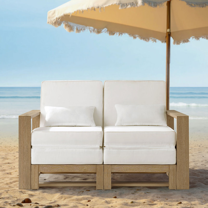  Canapé de patio convertible 2 places en bois massif avec coussin lombaire Darren
