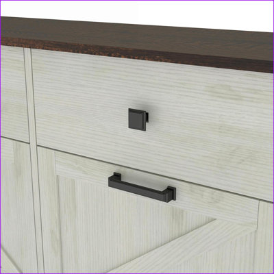 Farmhouse Tilt-Out Trash Cabinet for 2x10 Gallon Bins, 2 Drawers, Antique White | Walnut Brown | Engineered Wood