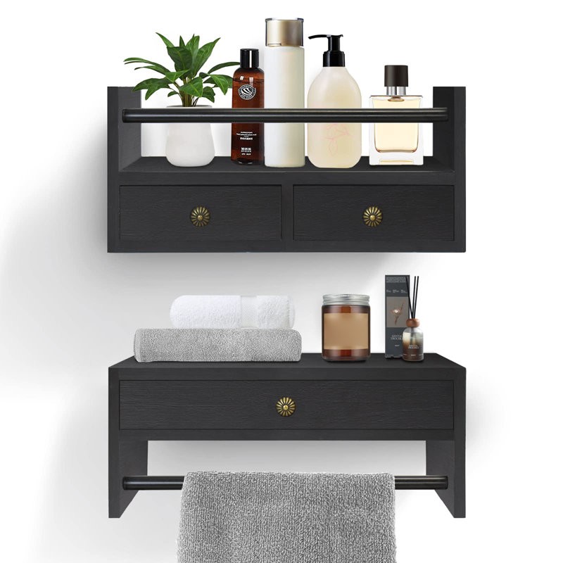 2 Piece Accent Shelf, Black