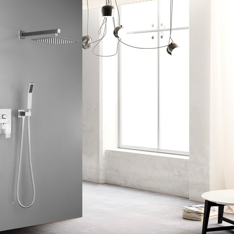 10" Shower Head Bathroom Luxury Rainfall Mixer - Wall Mounted, Brushed Nickel, Self-cleaning Nozzle, Completes With American Standard Pipe 10 Inch For Compatible Interface