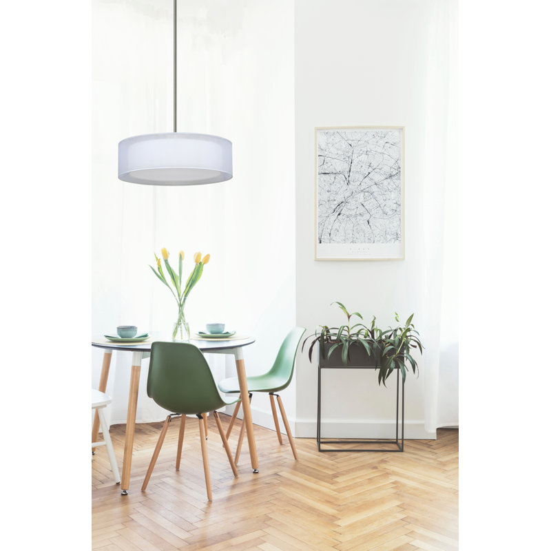 Plafonnier à abat-jour tambour Vincenza, Acier Inoxydable, 4, Blanc