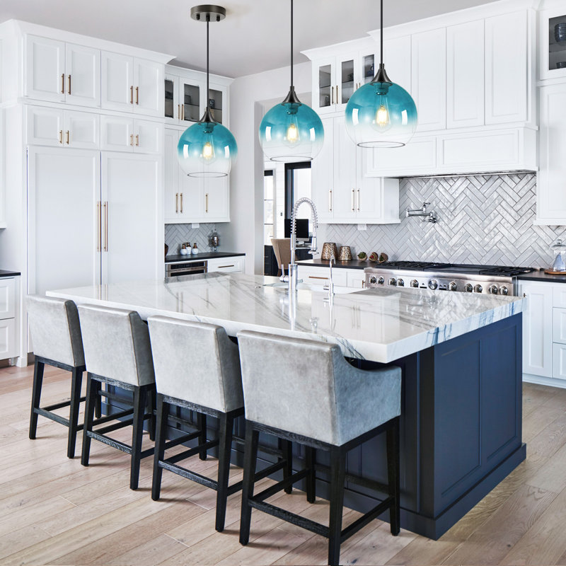 1 - Light Kitchen Island Pendant, Gradient Blue