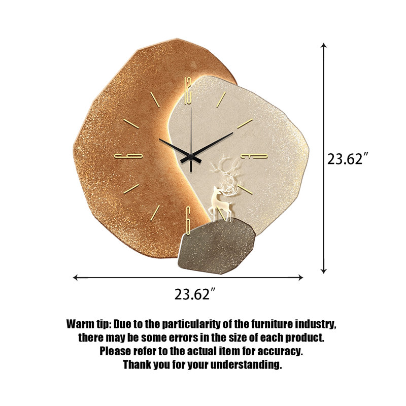 Horloges murales miroitantes en porcelaine, Beige/Orange, Moyen - 23,62 po