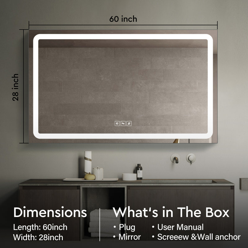 Miroir mural Condy, Rectangle, 28 po x 60 po