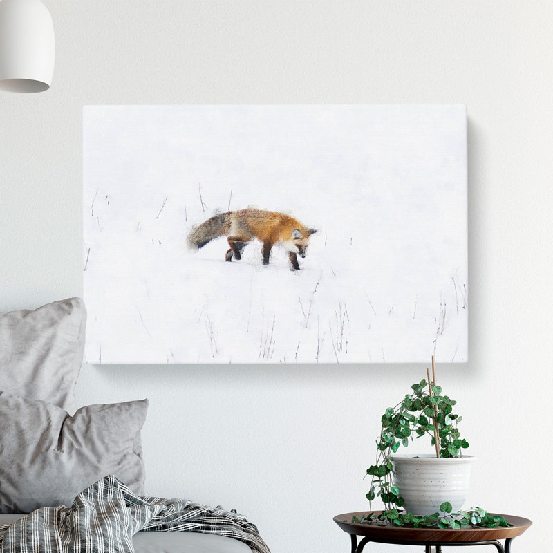 Red Fox Prowling In Wyoming - Wrapped Canvas Print, 35cm H x 50cm W x 3cm D