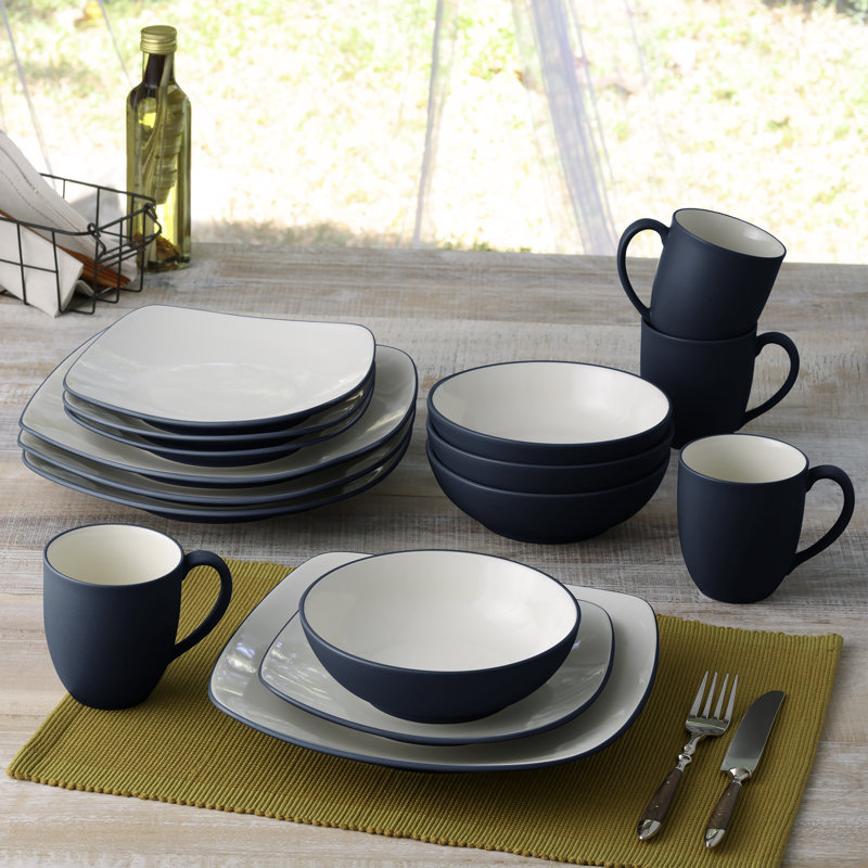 Noritake Colorwave 16-Piece Square Dinnerware Set, Service for 4, Navy