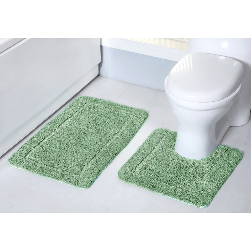 Mayfair Micro Fibre Anti Slip Bath Mat Set, Green