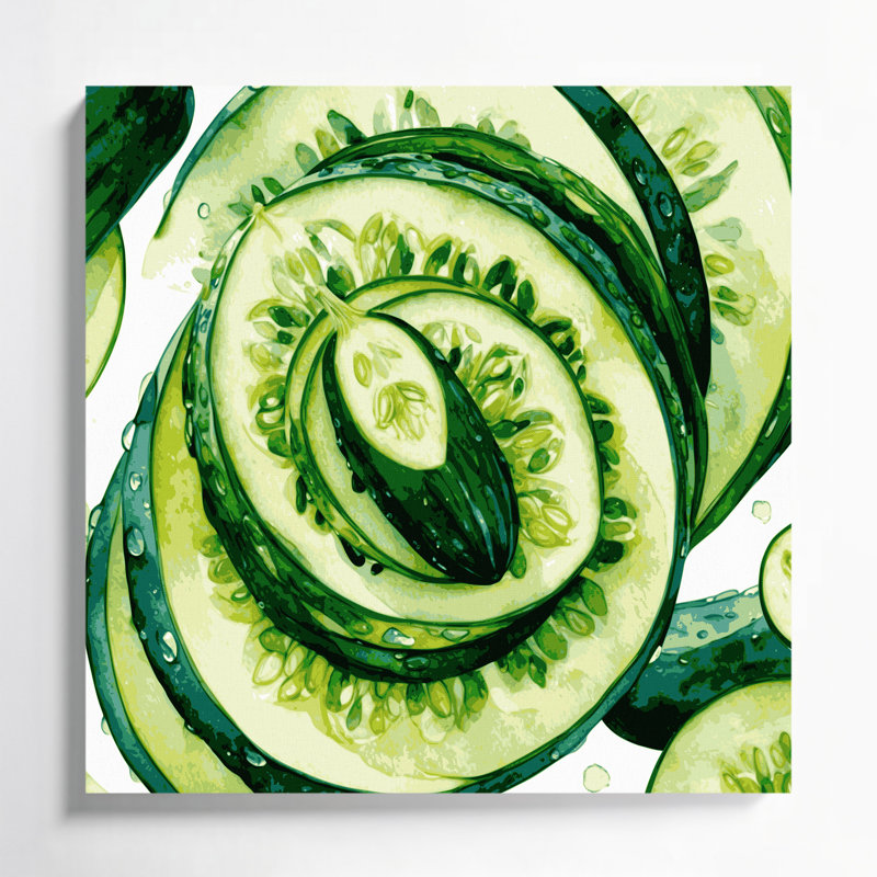 Vegetables Cucumber Persian Beige Canvas Wall Art, 16" H x 16" W