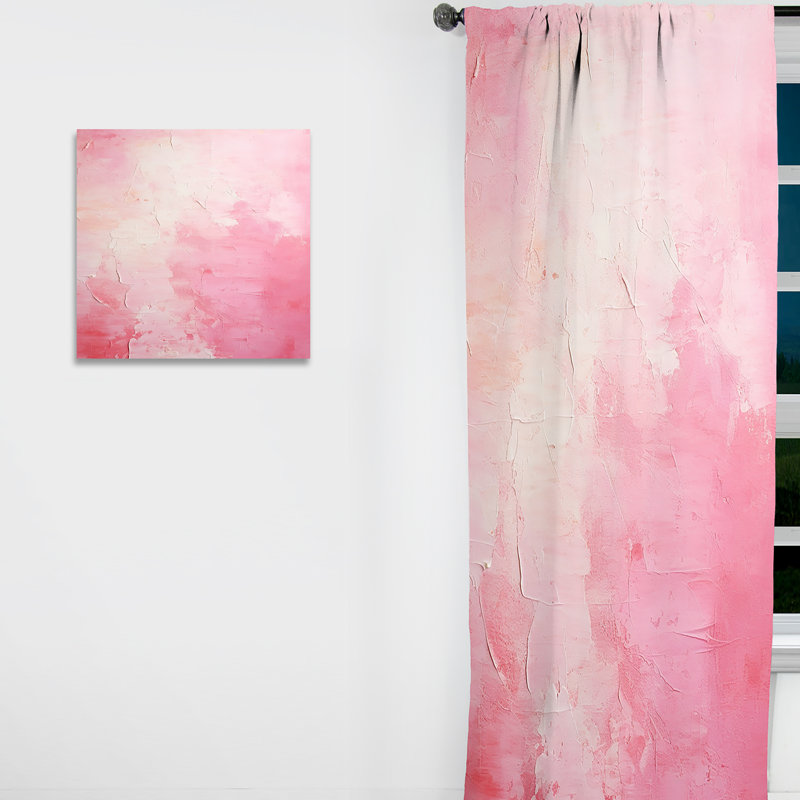 Rideau floral obscurcissant or et rose à motif abstrait rivière IV - fuchsia - 1 panneau, L 52 po x L 84 po