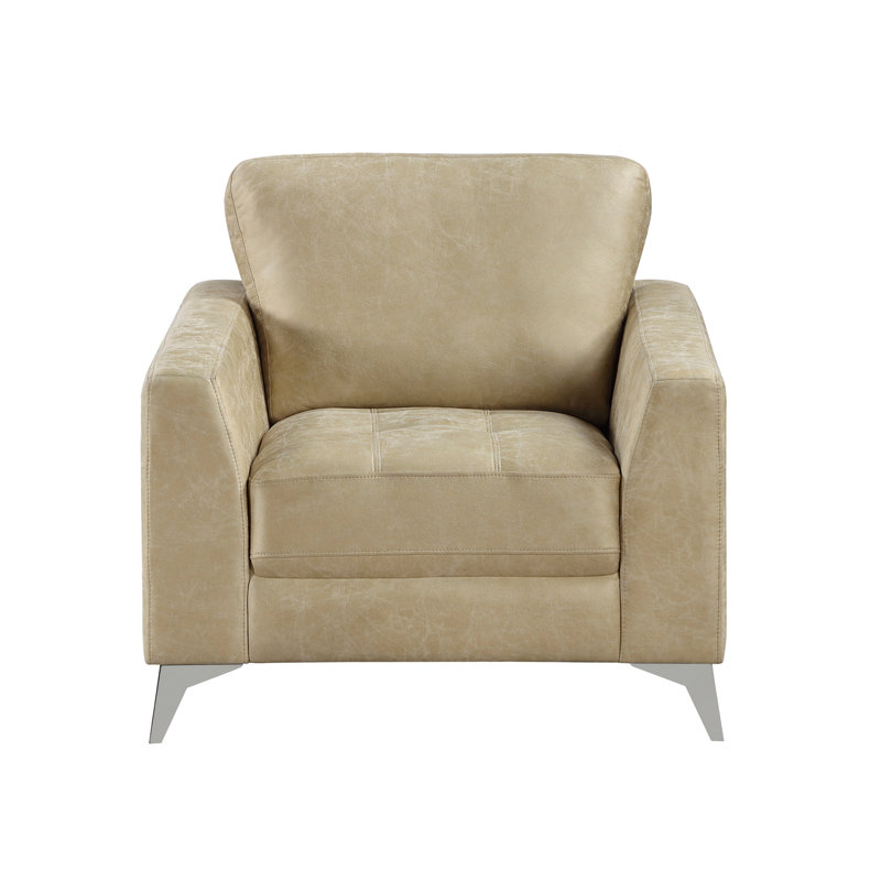 Chaise de style moderne avec revêtement en microfibre polie, Sable