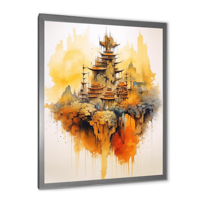Impression sur toile majestueuse, paysages chinois I, H 20 po x l 12 po x P 1 po, Cadre simple argenté