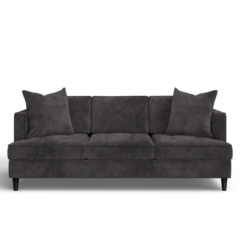 84'' Upholstered Sofa, Bella Asphalt Performance Velvet