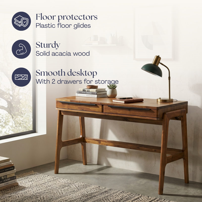 Lito 49" Solid Wood Writing Desk