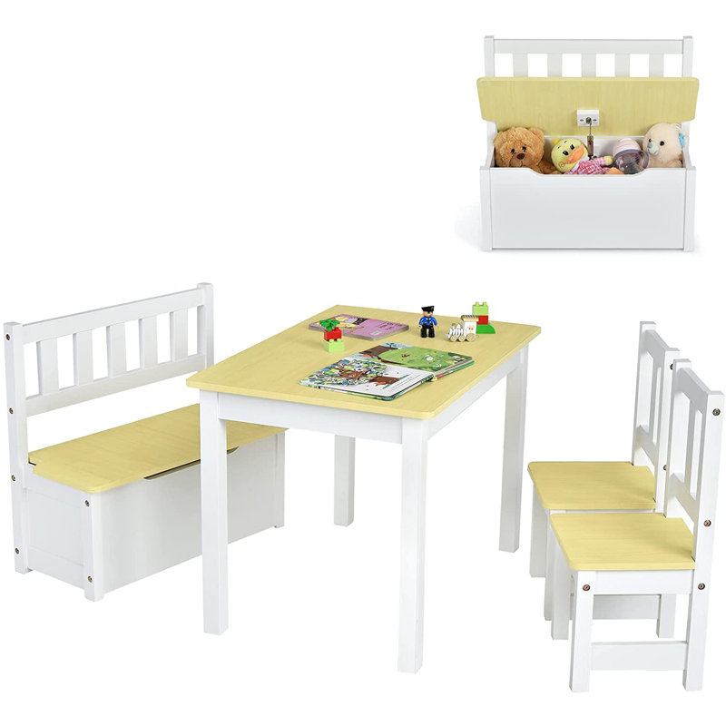 Dunstable Kids 4 Piece Rectangular Play Or Activity Table and Chair Set, Gray