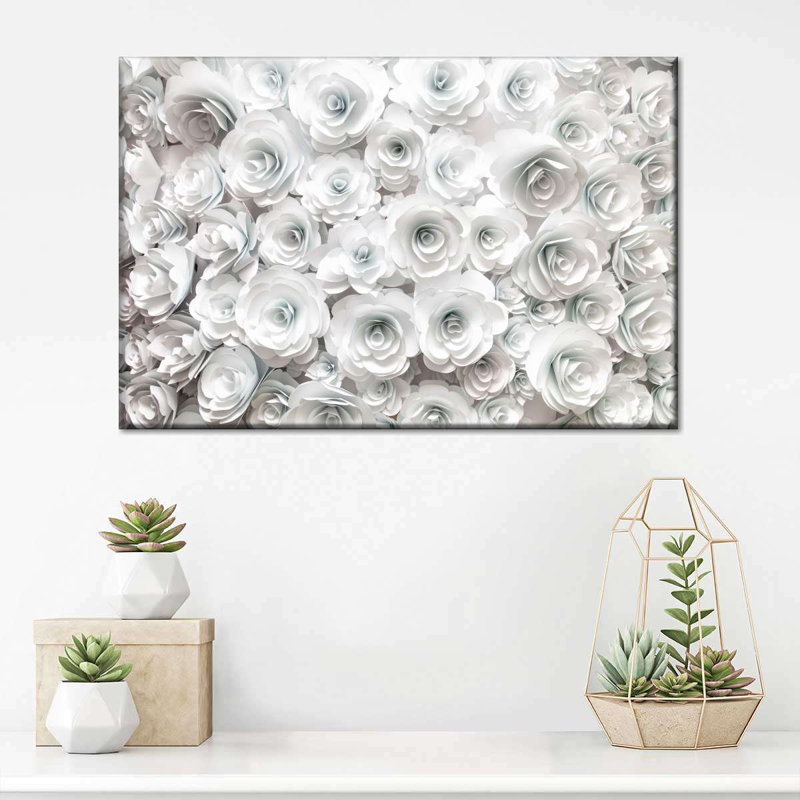 Impression sur toile White Roses, H 24 po x l 36 po x P 1,25 po
