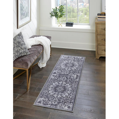 Tapis d'intérieur / tissé à la machine 2 pi x 3 pi gris foncé Abbie-J