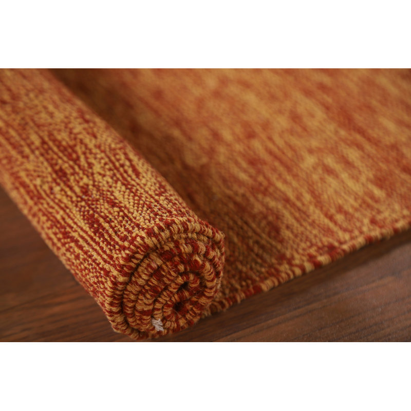 Tapis décoratif orange en laine orange Kilim 3 x 5