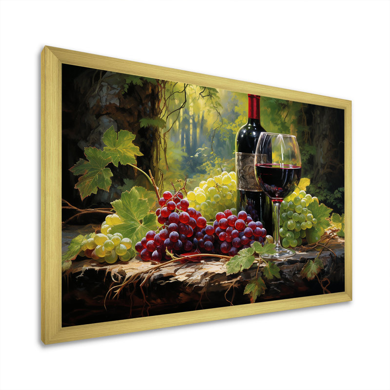 Cabernets Calm - Wine Printed Canvas Wall Art, Gold Single Picture Framed, 30" H x 40" W x 1.5" D