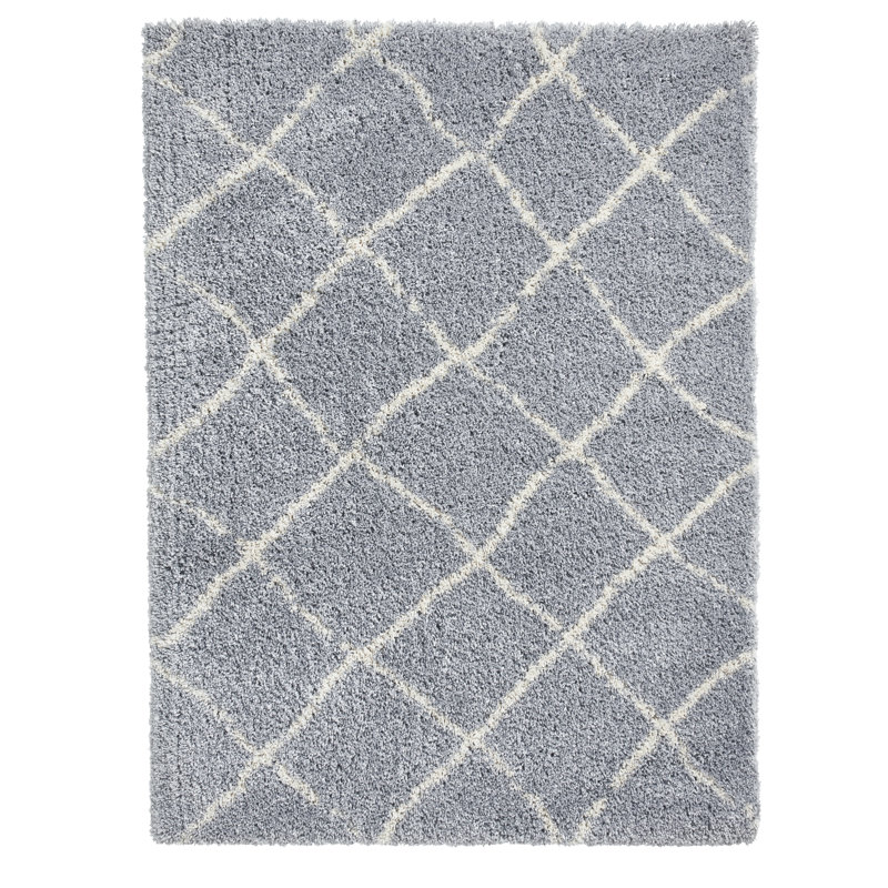 Raci G257 Grey/Cream Machine Made Shaggy Area Rug, Rectangle 80 x 150cm