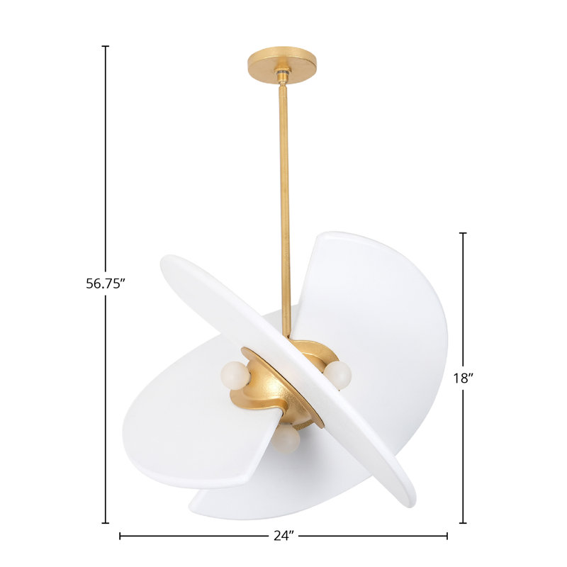Rotary 4 LT Bright Gold/White Pendant Kalco