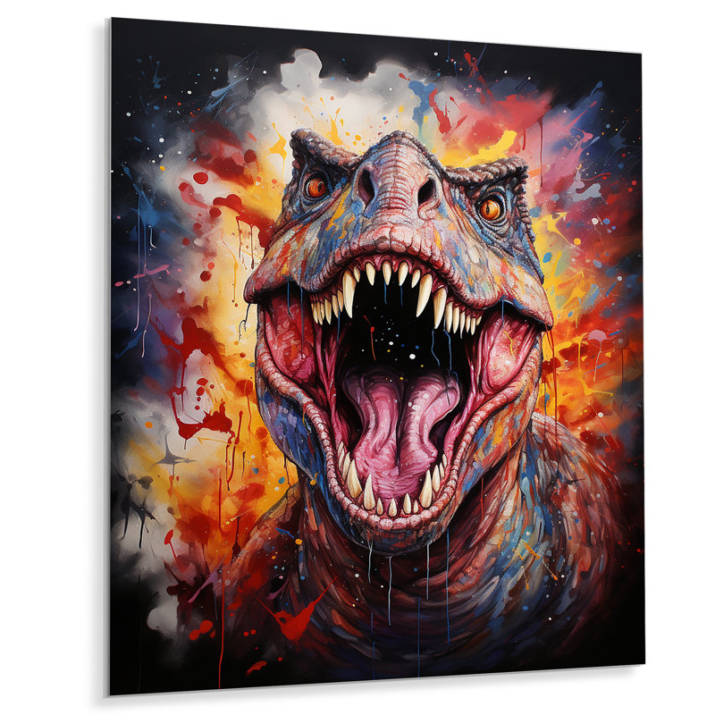 Popart Trex Dinosaur I - Dinosaurmetal, art mural, H 32 po x l 24 po x P 1 po