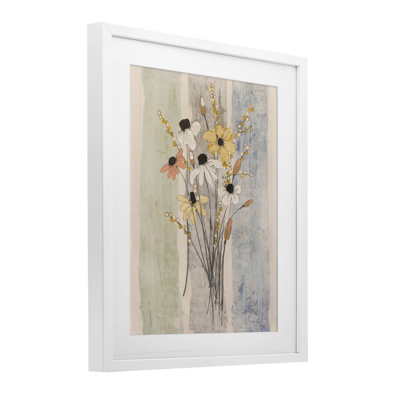 «Coastal Field Flowers», reproduction encadrée sous verre, conception de Filippo Ioco, H 21 po x l 17 po, Cadre blanc côtier