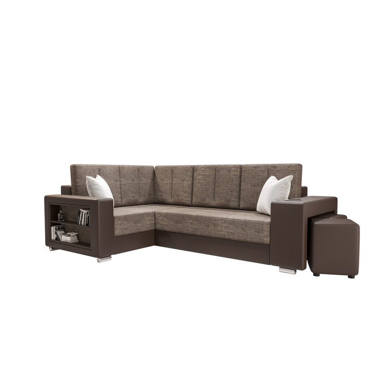 Birck 4 Seater Corner Sofa , Left -sided, Brown - Kornet04 + SiouxBrown