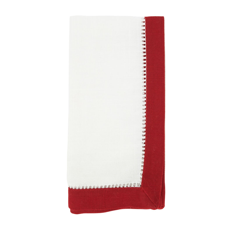 Elegant Two-Tone Hemstitch Napkin Set, 16.5" x 12"
