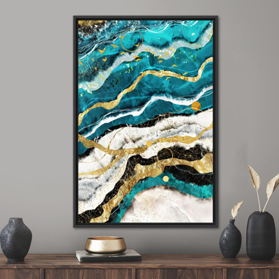 Marble, Abstract Canvas Art, Gold Marble Poster, Luxury Marble Canvas, Blue Marble Canvas, Shimmery Art Canvas,