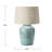 Stoneware Table Lamp with Linen Shade and Reactive Glaze