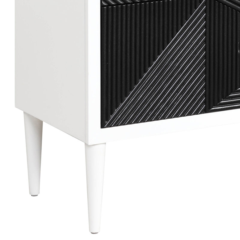 Table de chevet avec 2 tiroirs Ajournee White + Black