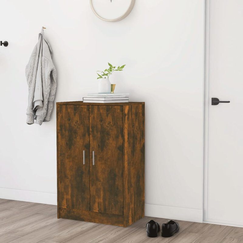 Shoe Storage Cabinet, Smoked Oak