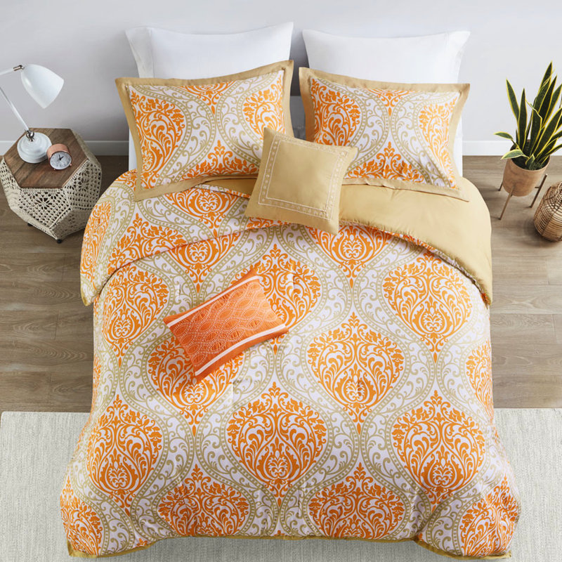 Édredon tendance pour lit double / grand lit, orange: double / grand lit, orange, doux au toucher