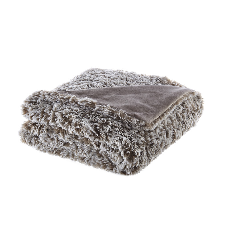 Knitted Polyester Solid Color Plush Throw Blanket, Brown