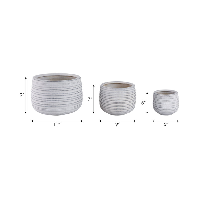 Aedin 3 Piece Dalet Ombre Planters, White