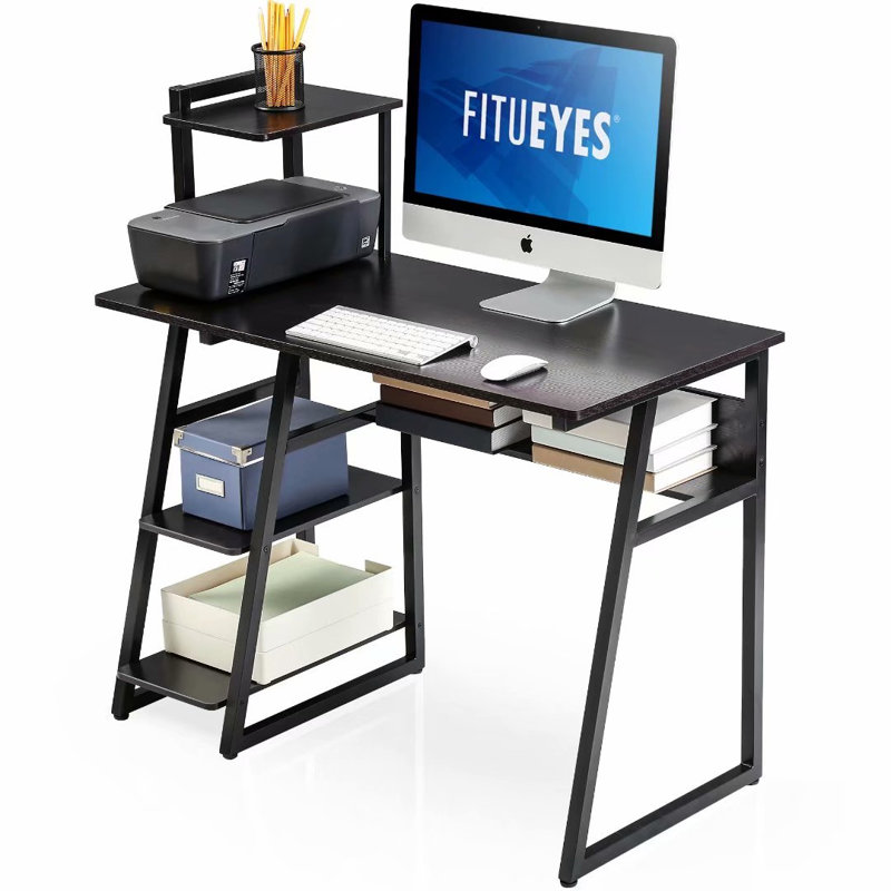 Bureau d'écriture avec tablettes de rangement pour la maison et le bureau FITUEYES