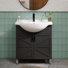 Meuble-lavabo simple autoportant de 30 po avec lavabo épais en céramique Euro, robinet et bonde en laiton