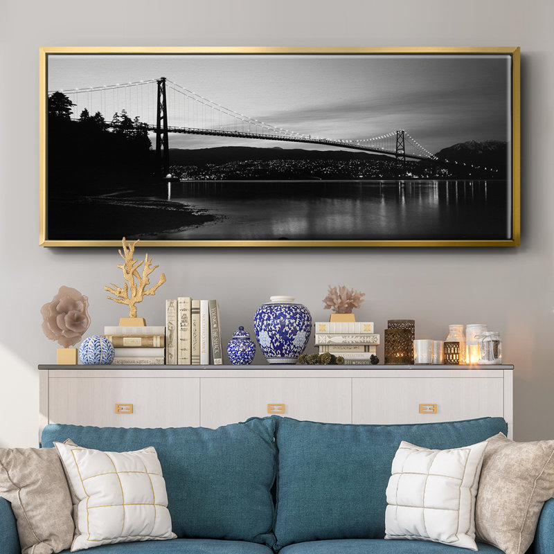 Lions Gate Inlet- Framed Canvas, 8" H x 20" W