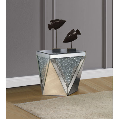 End Table, Mirrored & Faux Diamonds