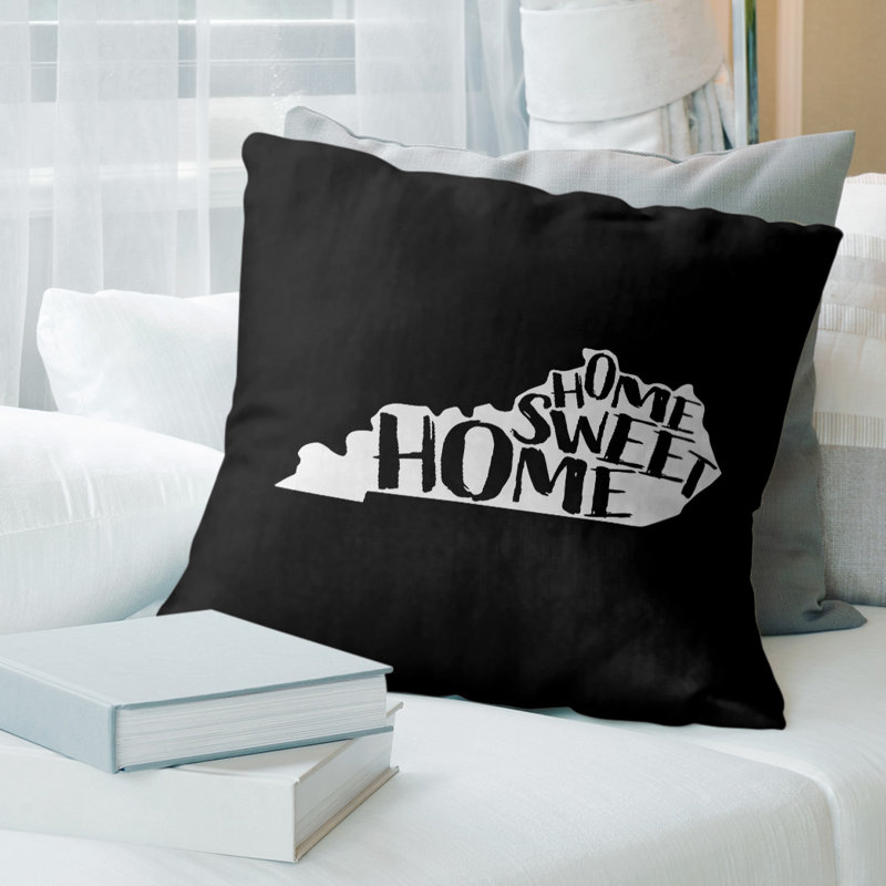 Coussin décoratif home, H 18 po x l 18 po, Kentucky, Noir
