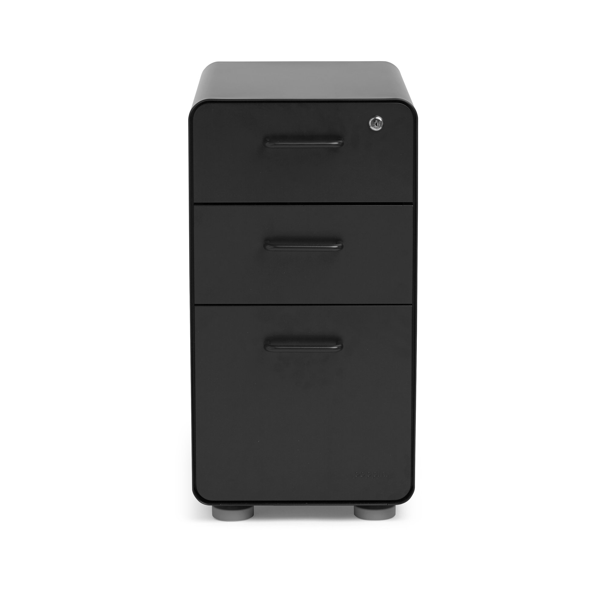 Stow Slim 3-Drawer Cabinet, Black, Without Caster